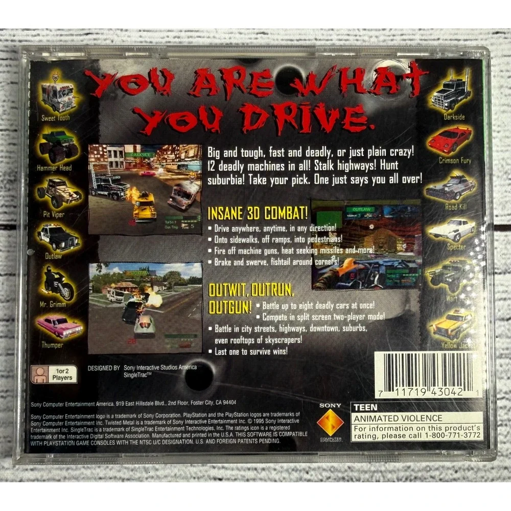 Twisted Metal‎ (Sony PlayStation 1, 1995) PS1 Complete